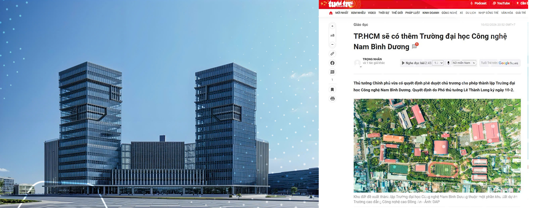 [GÓC BÁO CHÍ] TP.HCM SẼ CÓ THÊM TRƯỜNG ĐẠI HỌC CÔNG NGHỆ NAM BÌNH DƯƠNG